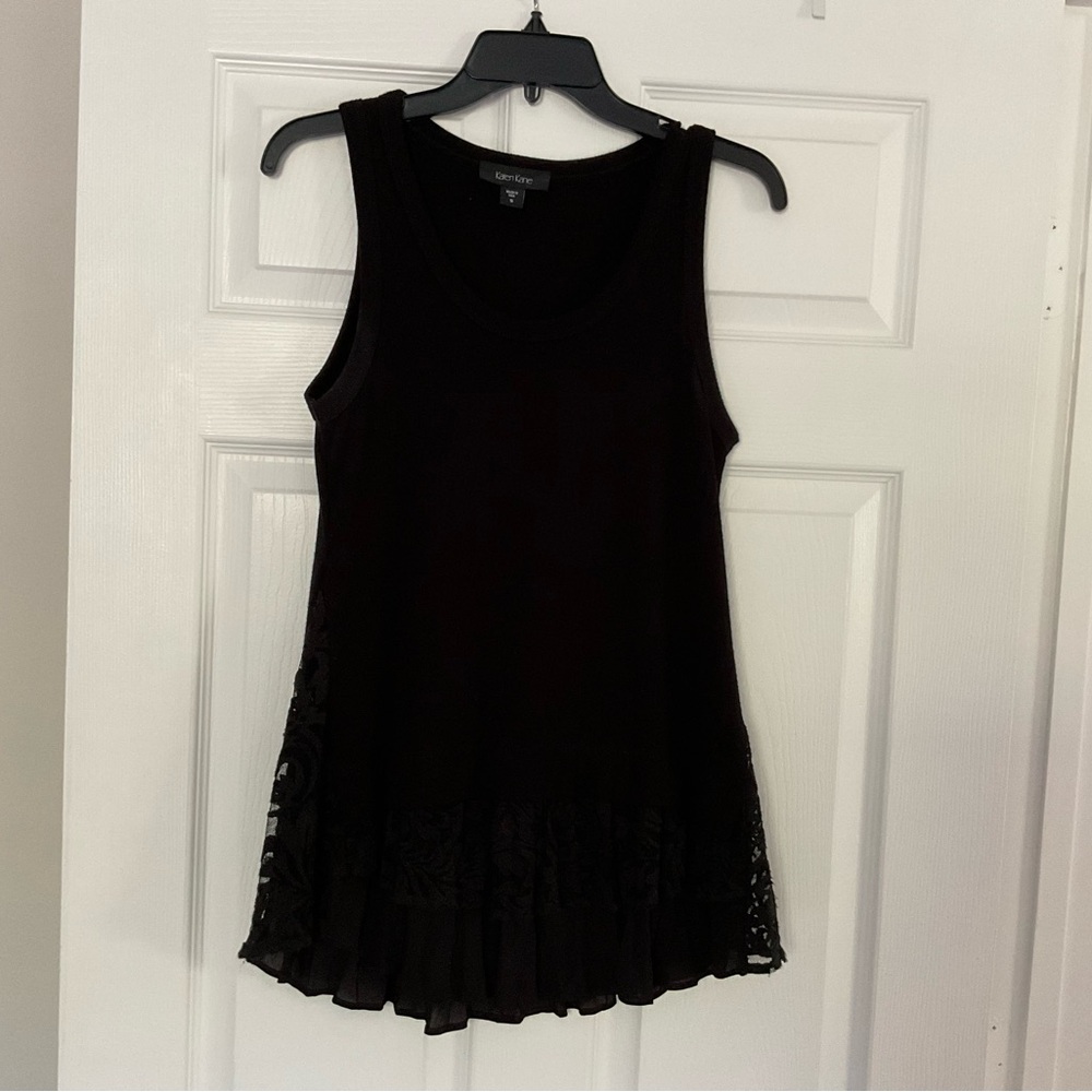 Karen Kane Black Lace Trim Tank Top